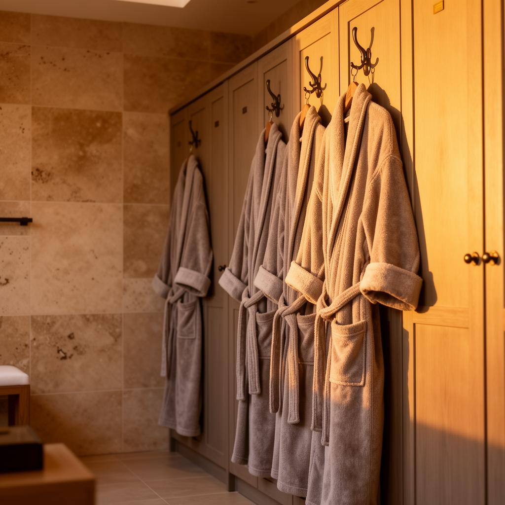 Spa robes in the locker room